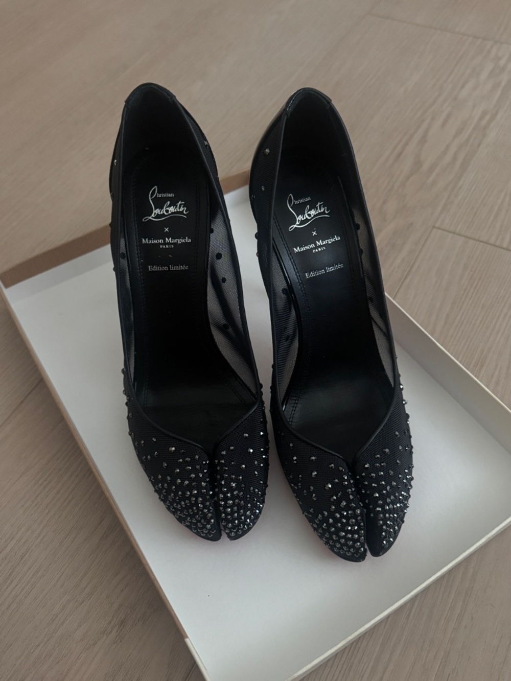 LIMITED EDITION Christian Louboutin X Maison Margiela Black Studded Black Pump